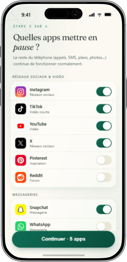 Sélectionnez les applications